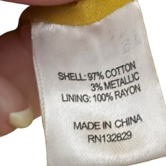 Tularosa Ashley Metallic Striped Dress In Yellow/Pear Size Medium - Picture 9 of 11